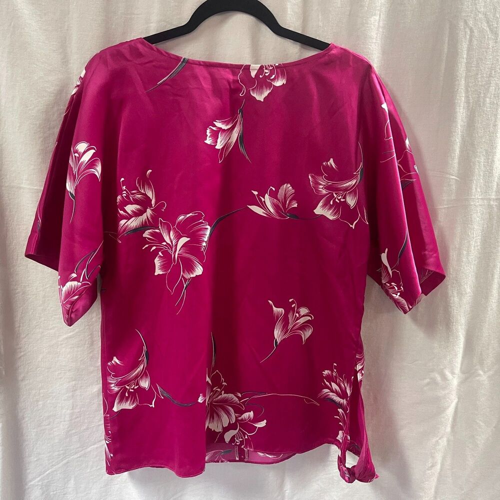 Nani Hawaiian Womens Shirt Purple Floral Smock Small